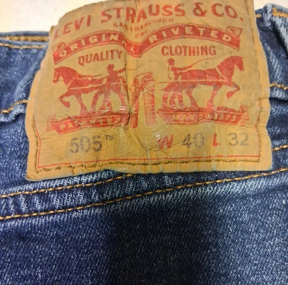 Levi 505 Men's Blue Jeans - Picture 3 of 5